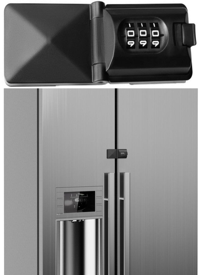REZIPO French Door Fridge Child Proof Lock Keyless Password Code Baby Safety Double Door Refrigerator/Freezer Locks for Kids, Adhesive Cabinet Cupboard Lock Easy to Install (1, Black) - Image 1